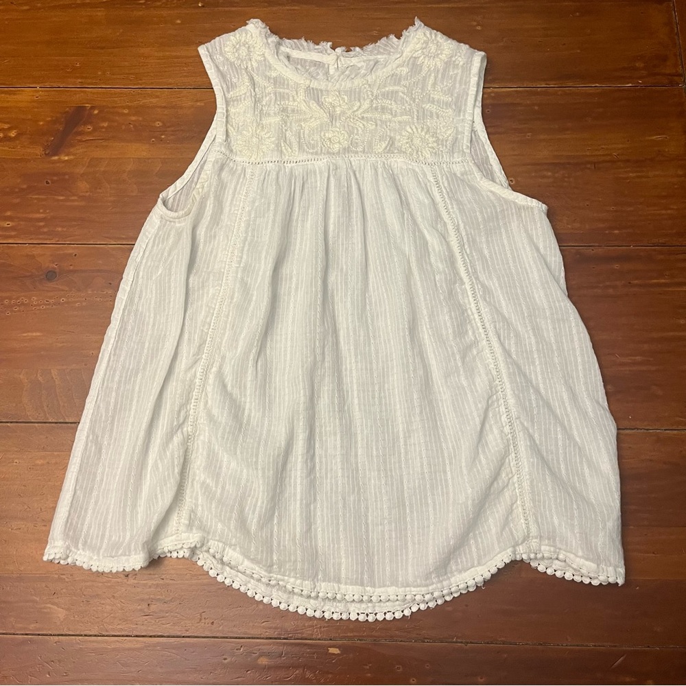 House of Harlow Women’s Size Medium White Embroidered Floral Gauze Tank Top